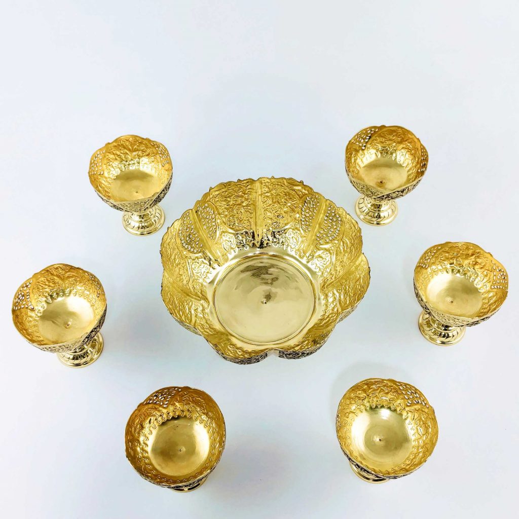 GHALAMZANI ON BRASS CANDY DISH SET