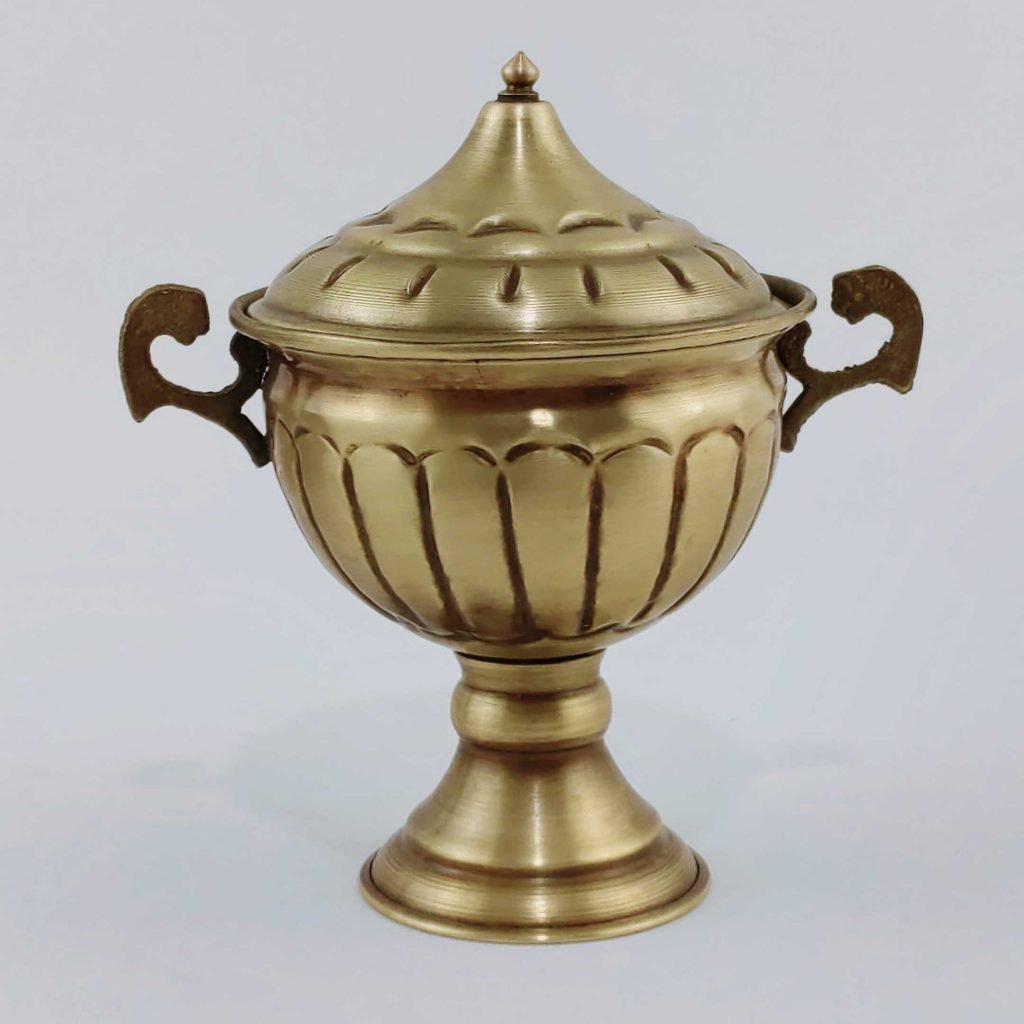 GHALAMZANI ON BRASS TEA SET FOR SIX PEOPLE
