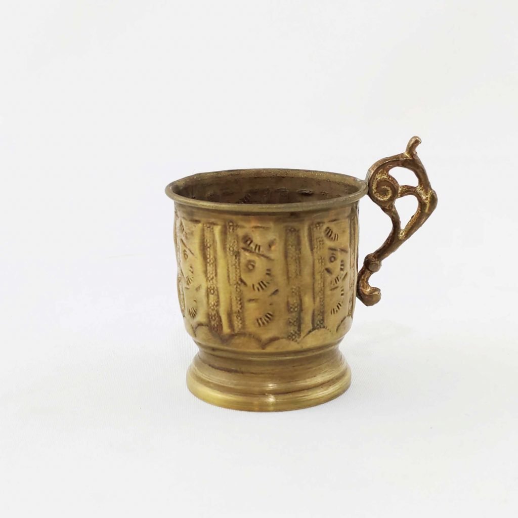 GHALAMZANI ON BRASS TEA SET FOR TWO PEOPLE