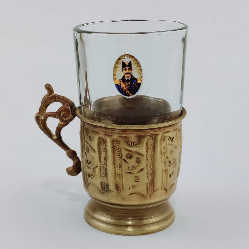 GHALAMZANI ON BRASS TEA SET FOR TWO PEOPLE