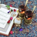 GHALAMZANI ON BRASS TEA SET FOR TWO PEOPLE