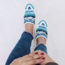 Giveh shoes with blue yarn strap