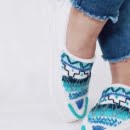 Giveh shoes with blue yarn strap
