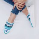 Giveh shoes with blue yarn strap