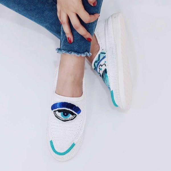 Giveh shoes with evil eye design