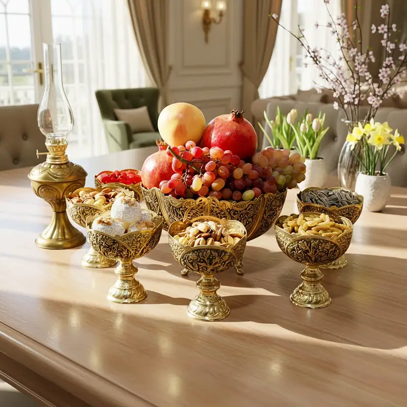 Golden Persian Ghalamzani Haft Sin Set