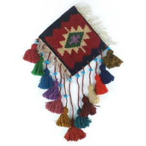 Hand-woven kilim with yarn