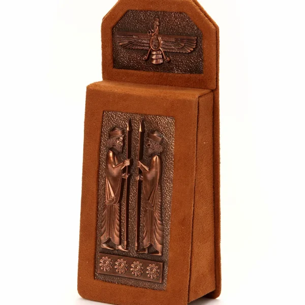 Handcrafted Faravahar Key Case – Genuine Cowhide Leather