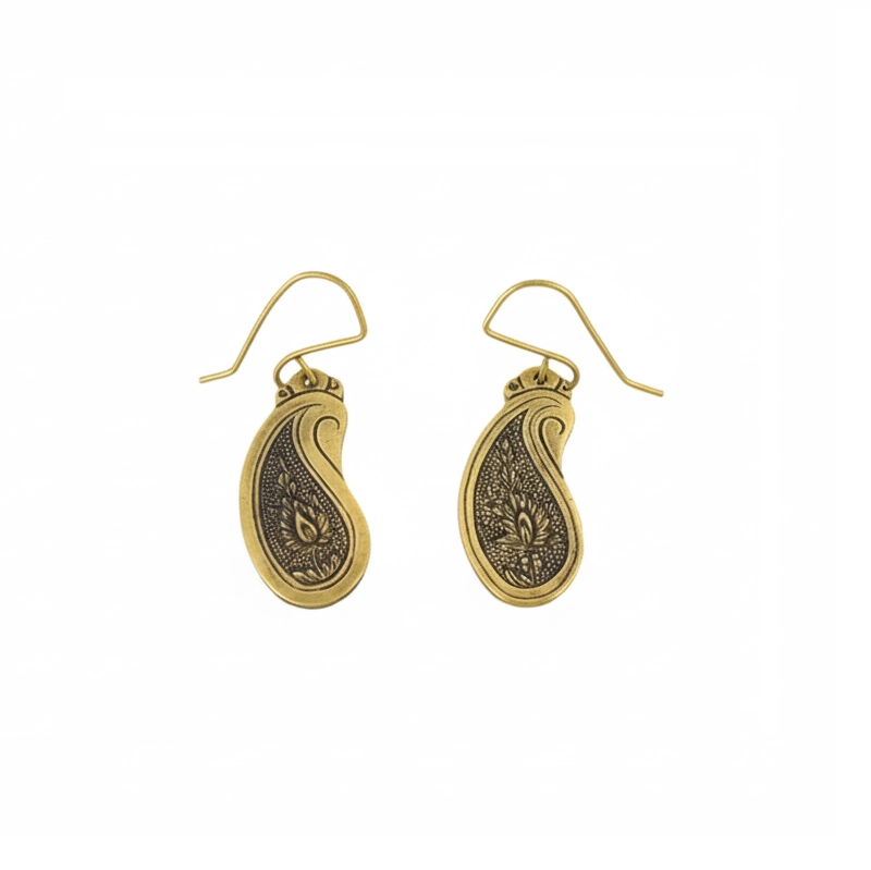 Handmade Paisley Brass Earrings