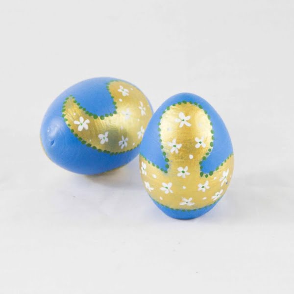 Persian Eggs Set of 2, Hand Painted Ceramic Eggs