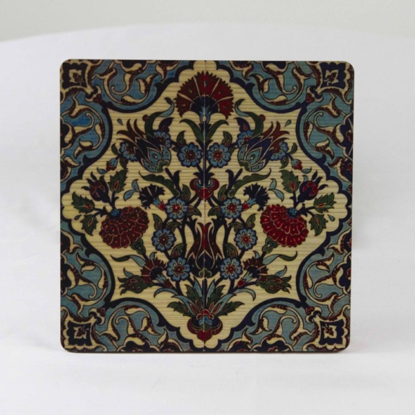 Floral Tile Plate Coasters Set of 4