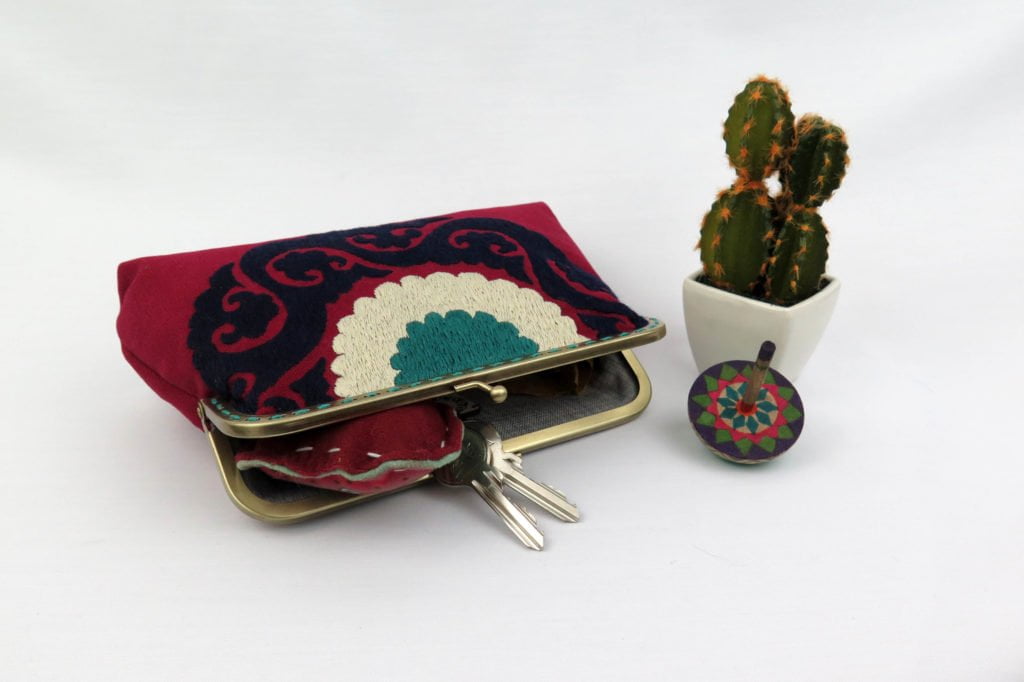 Needlework Canvas Clutch, Red