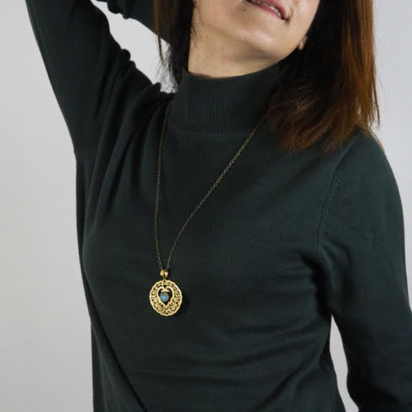 Gold Ghalamzani Turquoise Necklace