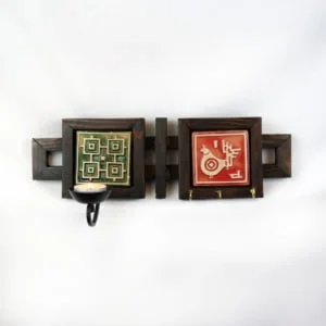 Green Tile Vertical Two Tile Candle & Key Holder