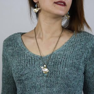 TURQUOISE AND FISH GHALAMZANI EARRINGS