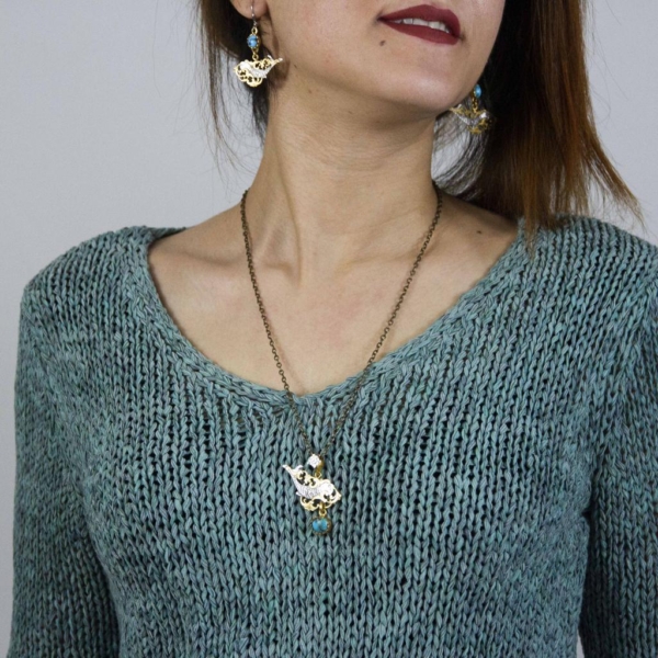 TURQUOISE & FISH GHALAMZANI EARRINGS