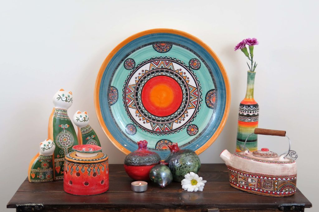 Hand Painted Ceramic Bottle