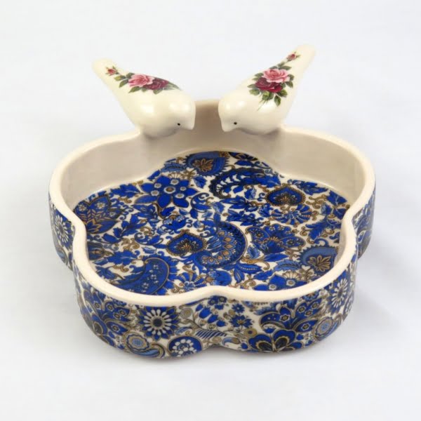 Lazuli Bird On Ceramic Bowl 20Cm