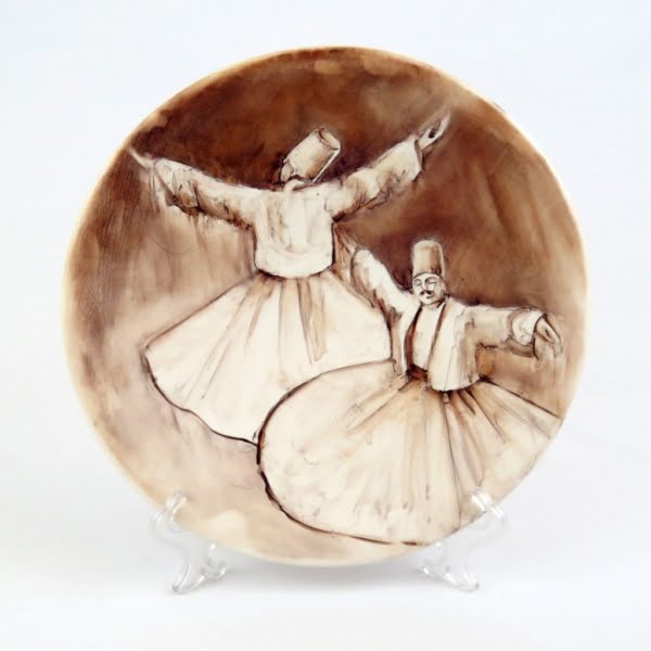 Sama Dancers, Hand Painted Ceramic Plate, 25cm