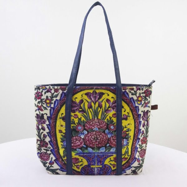 PERSIAN GARDEN TOTE BAG - Persis Collection-2 in 1 Purple Tote