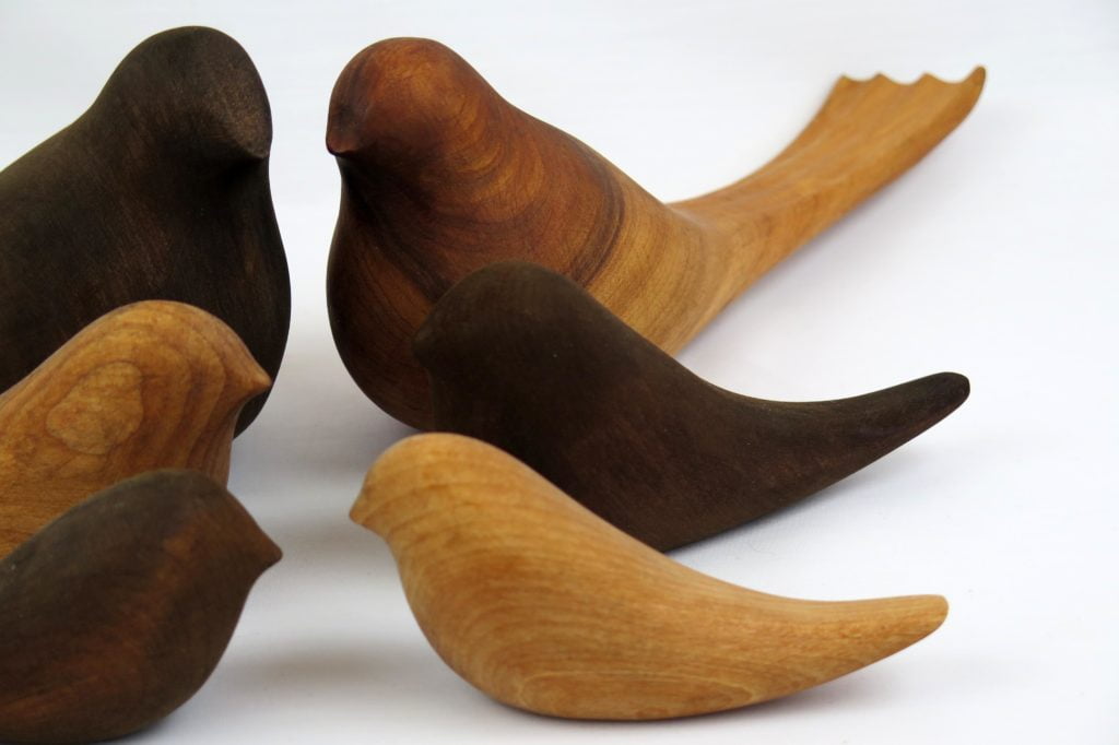 Handmade Wooden Birds, Set of 2