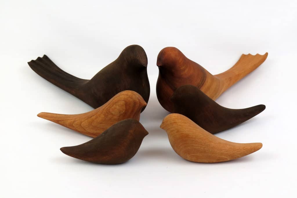 Handmade Wooden Birds, Set of 2