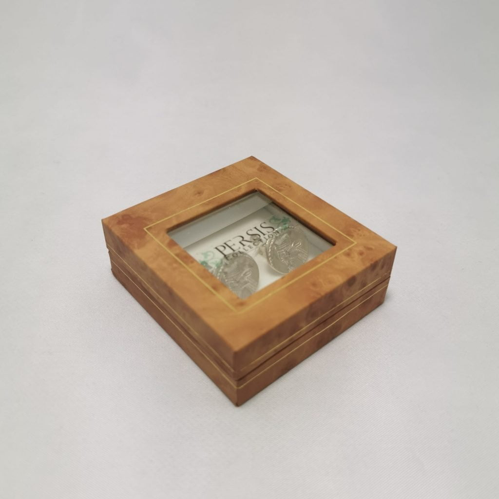 Persian 925 Silver Coin Cufflinks with wooden gift box
