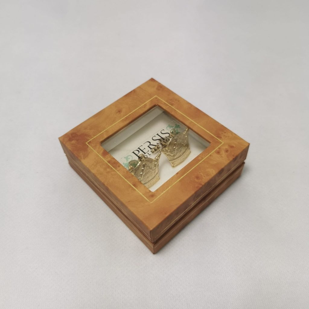 Pahlavi Crown 925 silver cufflinks with gold-plated finish