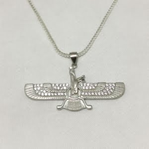 silver Farvahar necklace-persis-collection