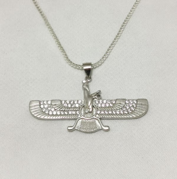 silver Farvahar necklace-persis-collection