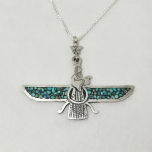 Persian Turquoise Farvahar Necklace