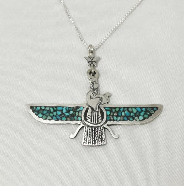 Persian Turquoise Farvahar Necklace
