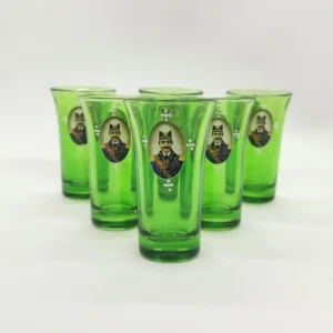 Set of 6 Green Gajar Shot Glasses, 60ml