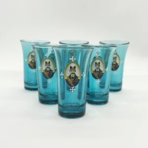 Set of 6 Blue Gajar Shot Glasses, 60ml