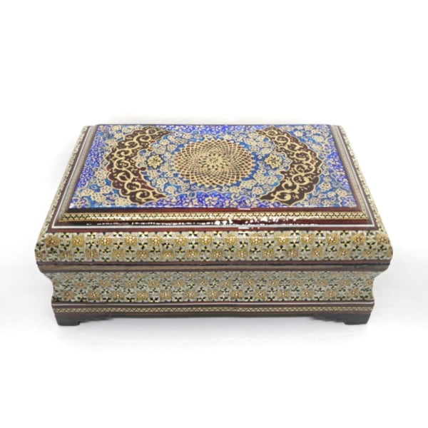 Large Tazhib Khatam Kari Jewellery Box, 22 x 14cm