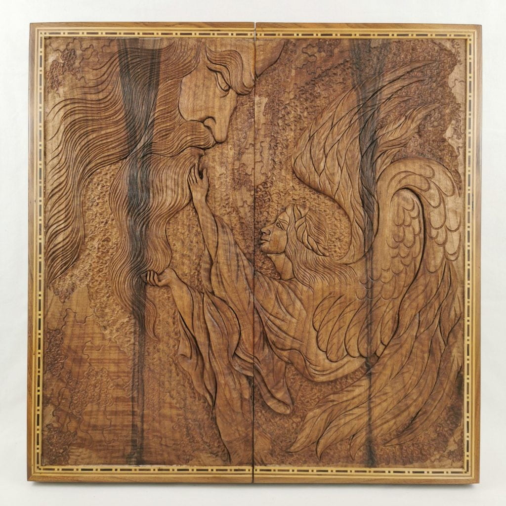 Handmade Backgammon, Persian Angel Size open: 50 x 50 cm