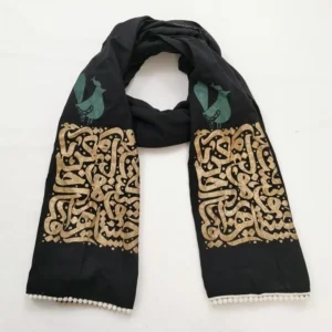 Black and Gold Crested Lark Double Sided Scarf, 50 x 200cm