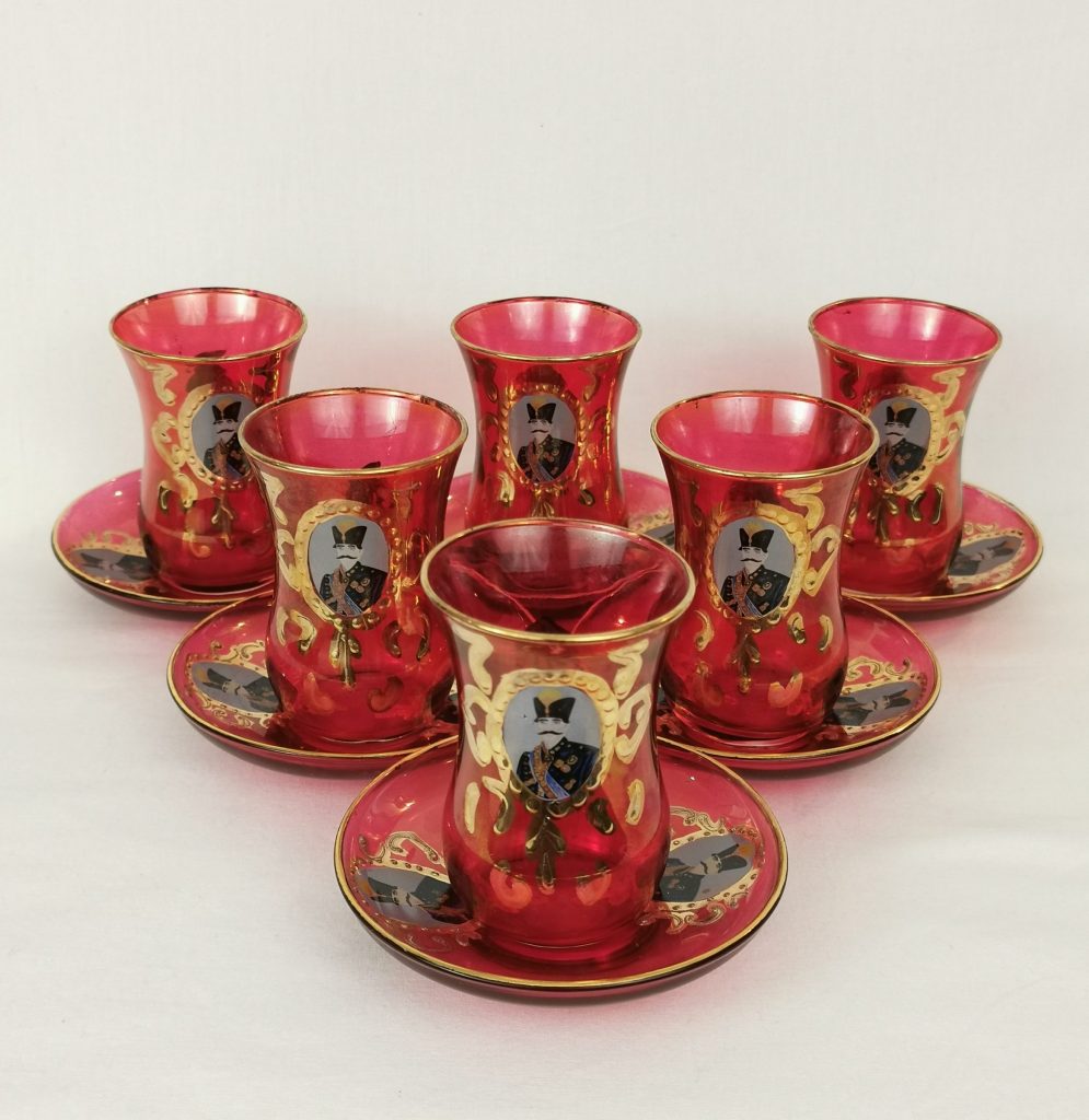 SHAH ABBAS TEACUP & SAUCER SET, RED-Persis Collection