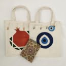 HANDMADE TOTE BAG EVIL EYE AND POMEGRANATE -Persis Collection