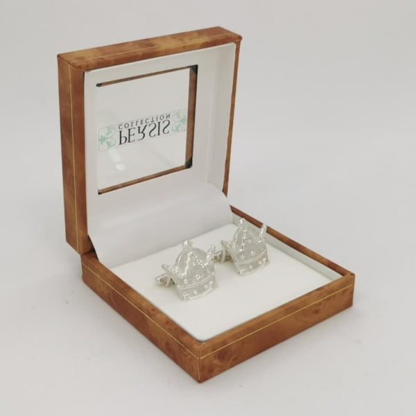 Pahlavi Crown Cufflinks, 925 Silver