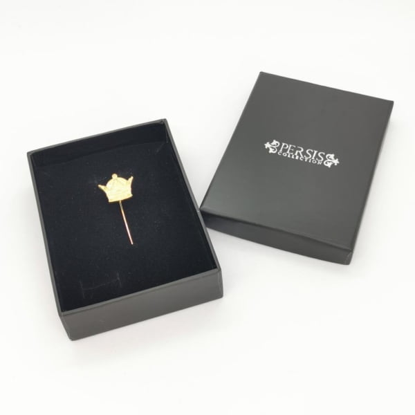 Pahlavi Crown Suit Pin, Gold Plated 925 Silver