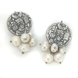 Sasanian coin earrings-Persis Collection