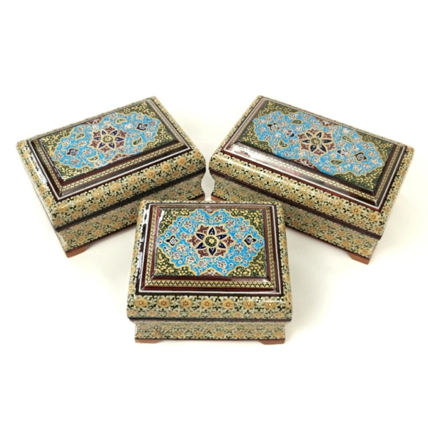 Tazhib Jewellery Boxes Khatam Kari Art
