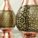 Khatam on copper vase gift set-Persis Collection