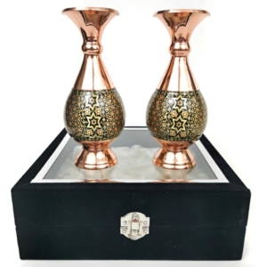 Khatam on copper vase gift set-Persis Collection