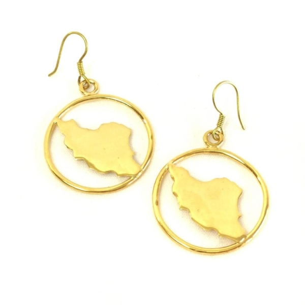 Iran Map Brass Earrings