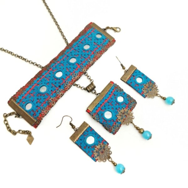 Persian blue Balochi jewellery set-Persis Collection