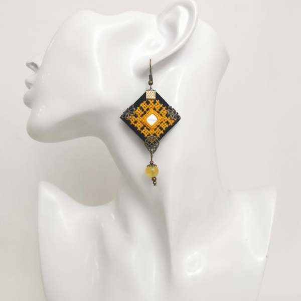 Canary Embroidery Earrings