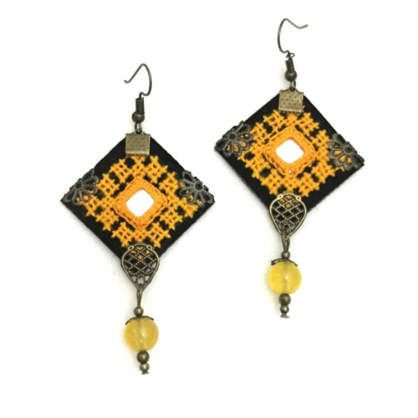 Canary Embroidery Earrings