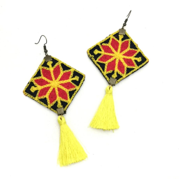 Yellow Tassel Balochi Earrings